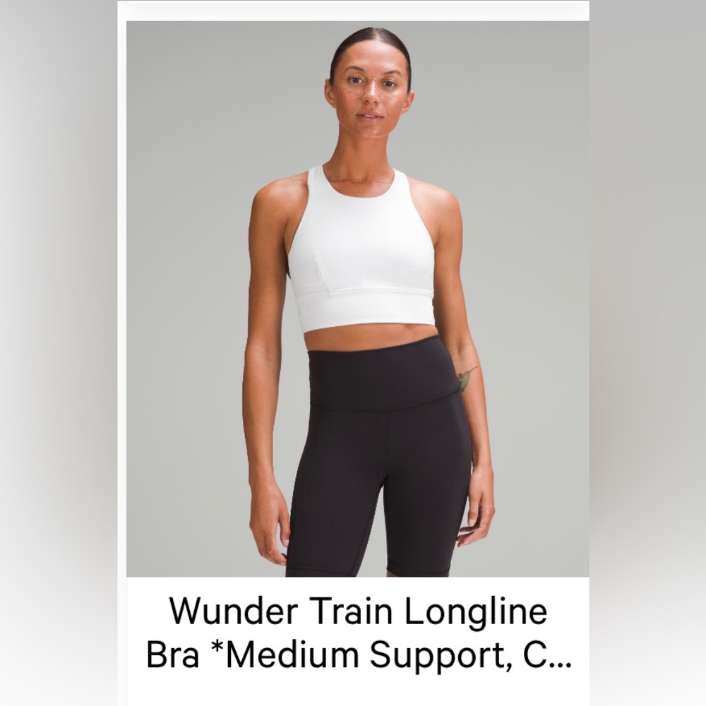 Wunder train long line bra, medium support, C/D, Cup size 8, White